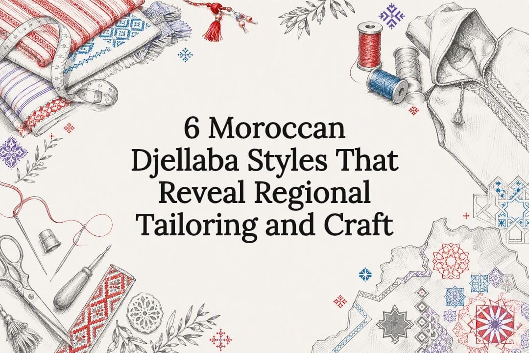 Decorative Moroccan djellaba tailoring title card