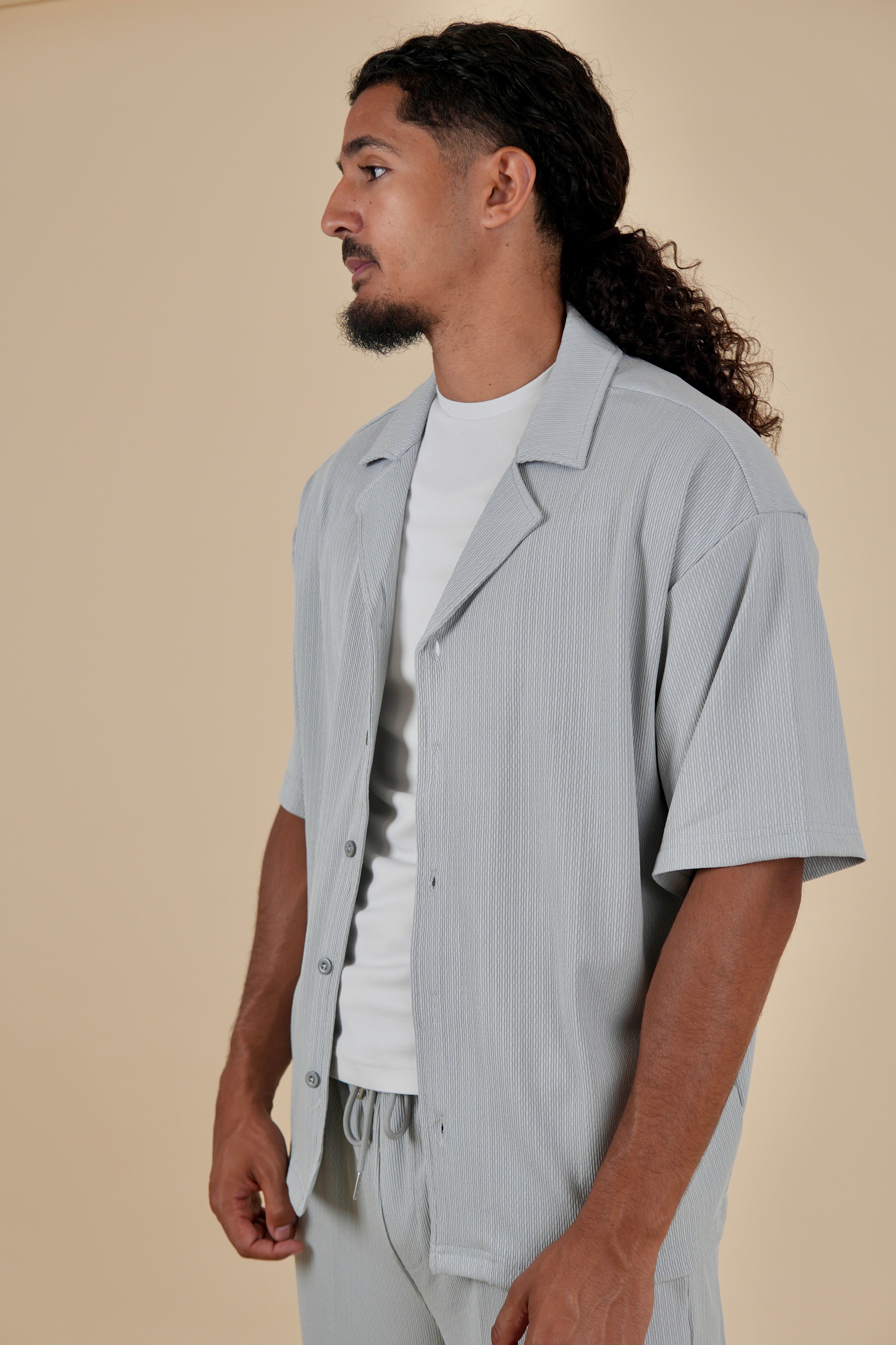 Men's Grey Rivieria Relaxed Open Shirt