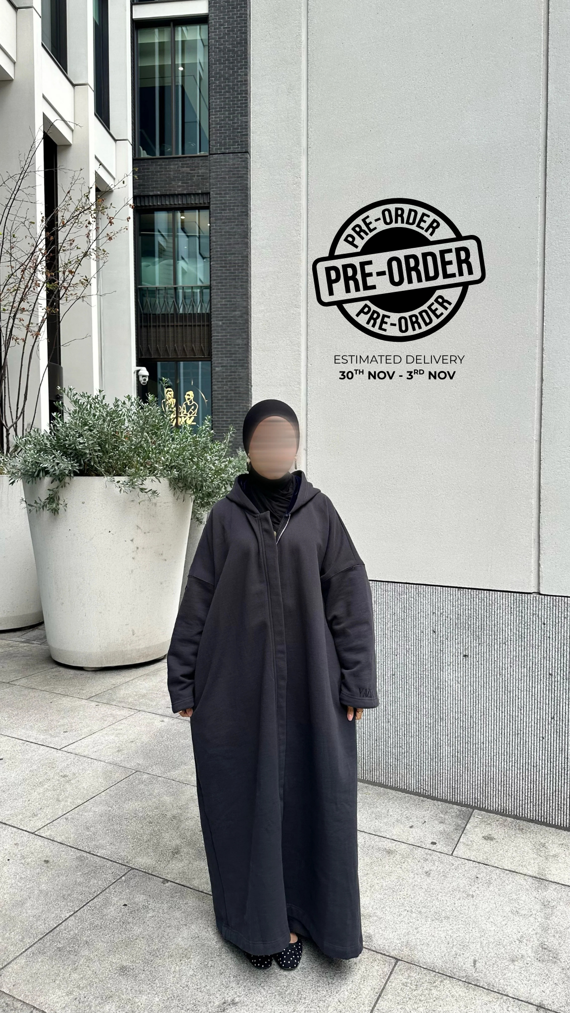 Hoodaya Night Black Winter Abaya - PRE ORDER