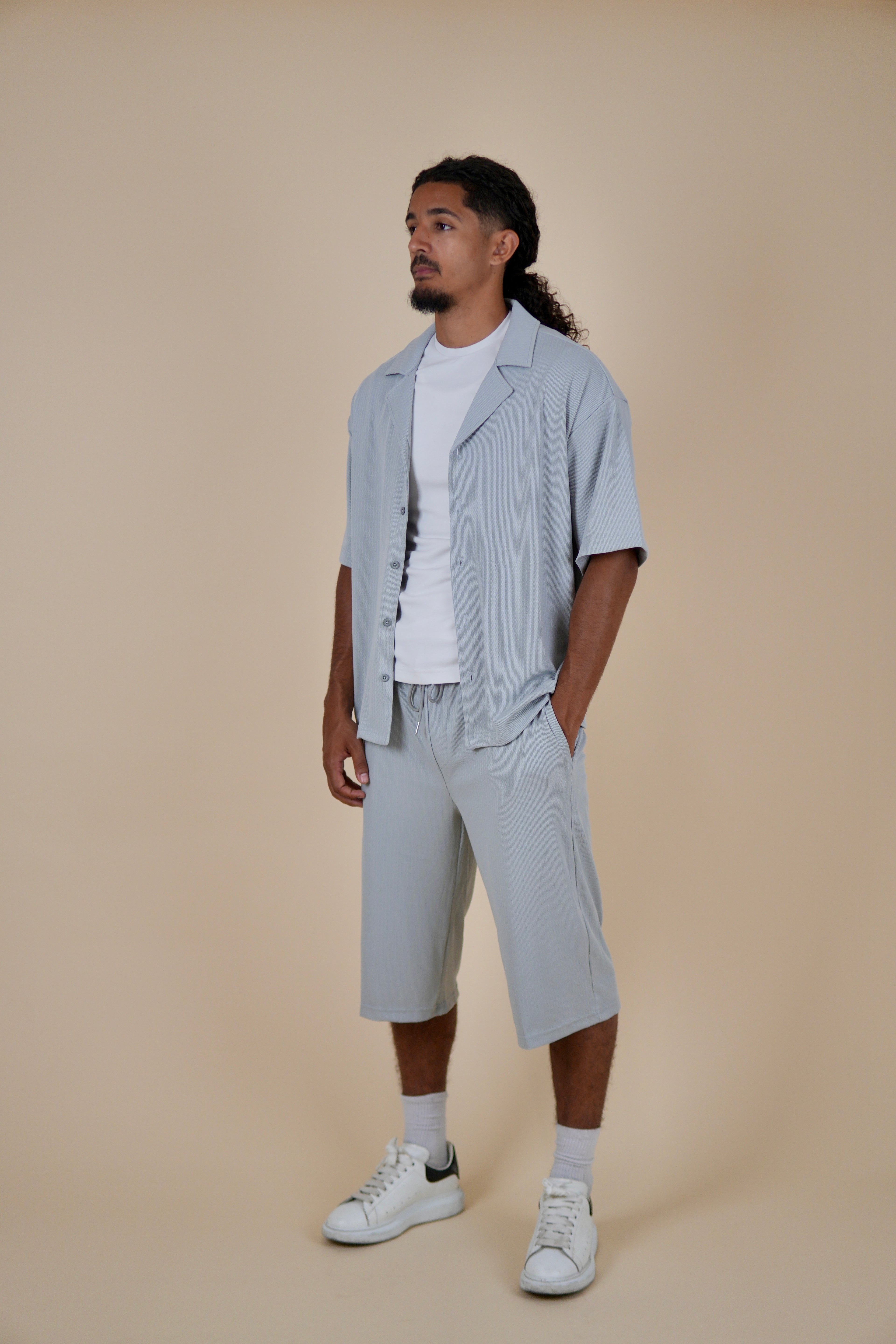 Men's Grey Rivieria Relaxed Open Shirt