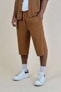 Men's Brown Rivieria Knee-Length Shorts front view – From #1 Shop YAZIR – YAZIRCO