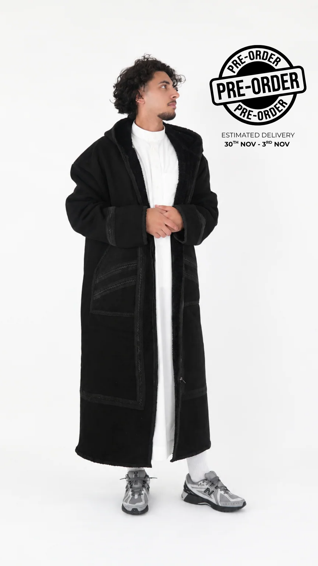 Men’s Black Farwa Coat - PRE ORDER
