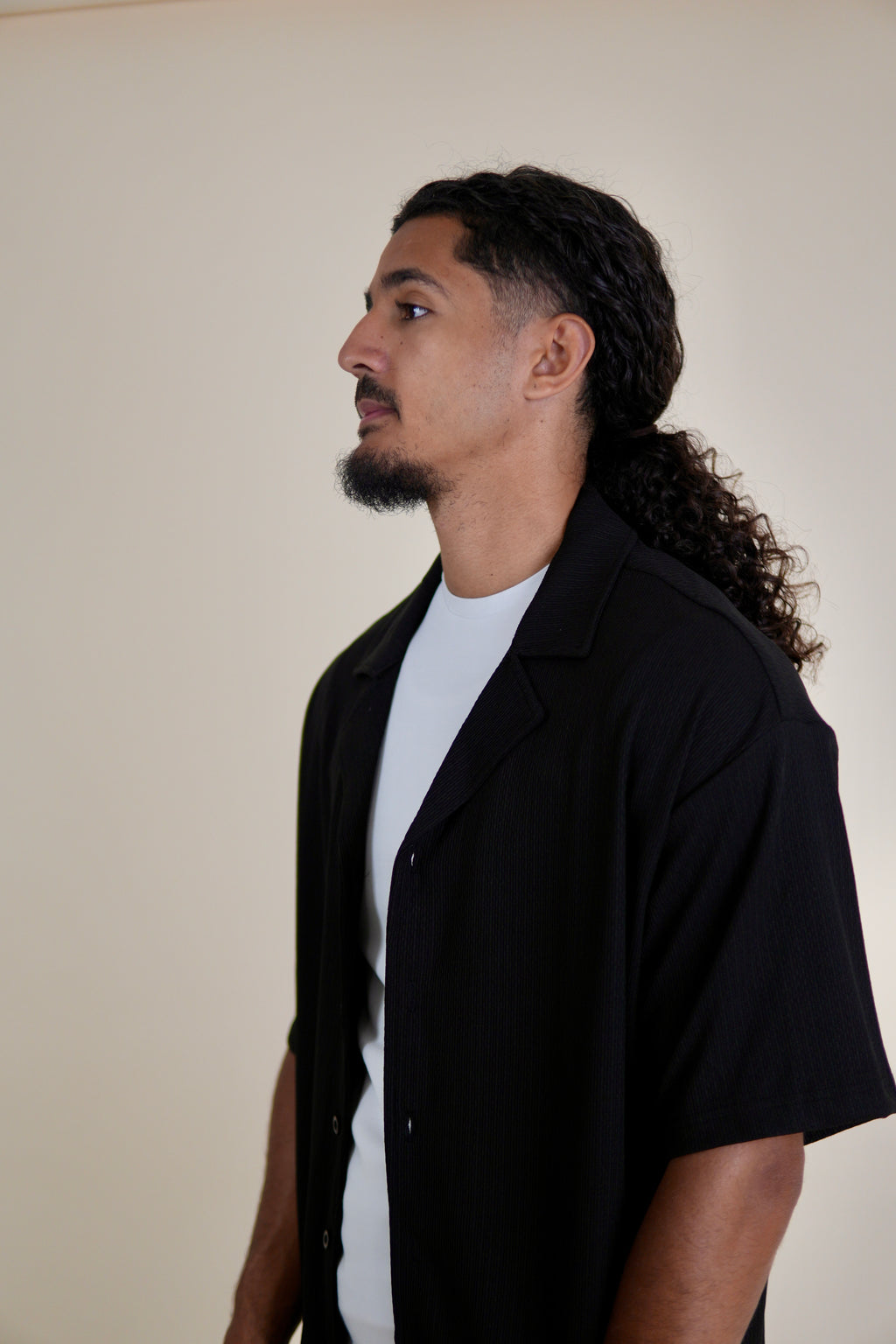 Men's Black Rivieria Relaxed Open Shirt