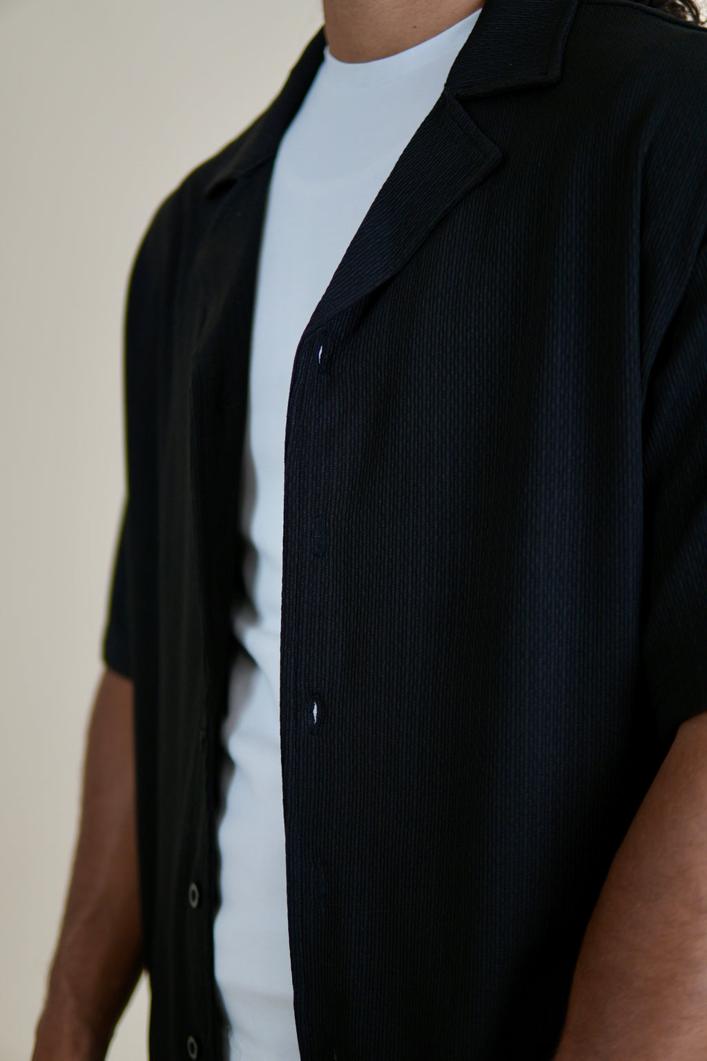 Men's Black Rivieria Relaxed Open Shirt