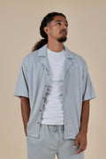 Men's Grey Rivieria Relaxed Open Collar Shirt front view – From #1 Shop YAZIR – YAZIRCO