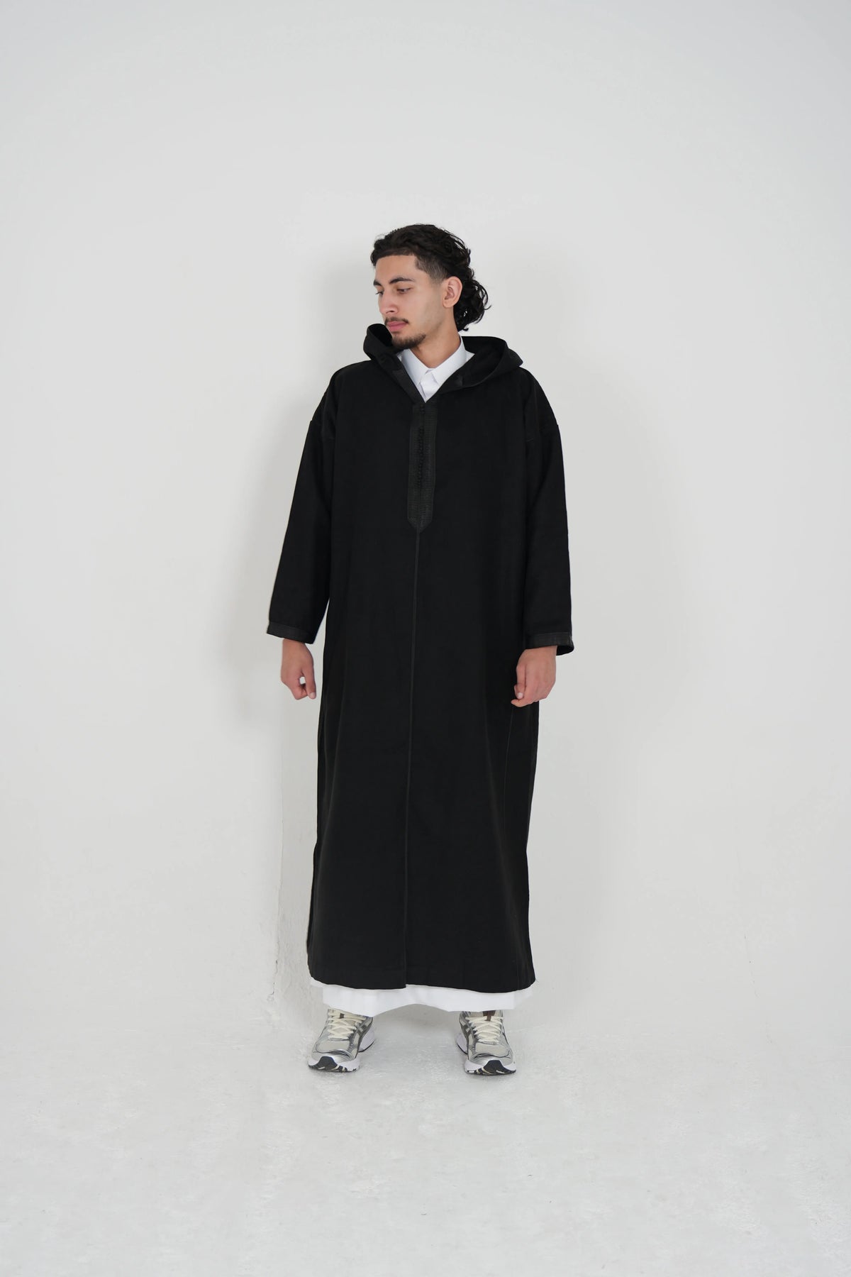 Black Moroccan Winter Djellaba Thobe - YAZIR