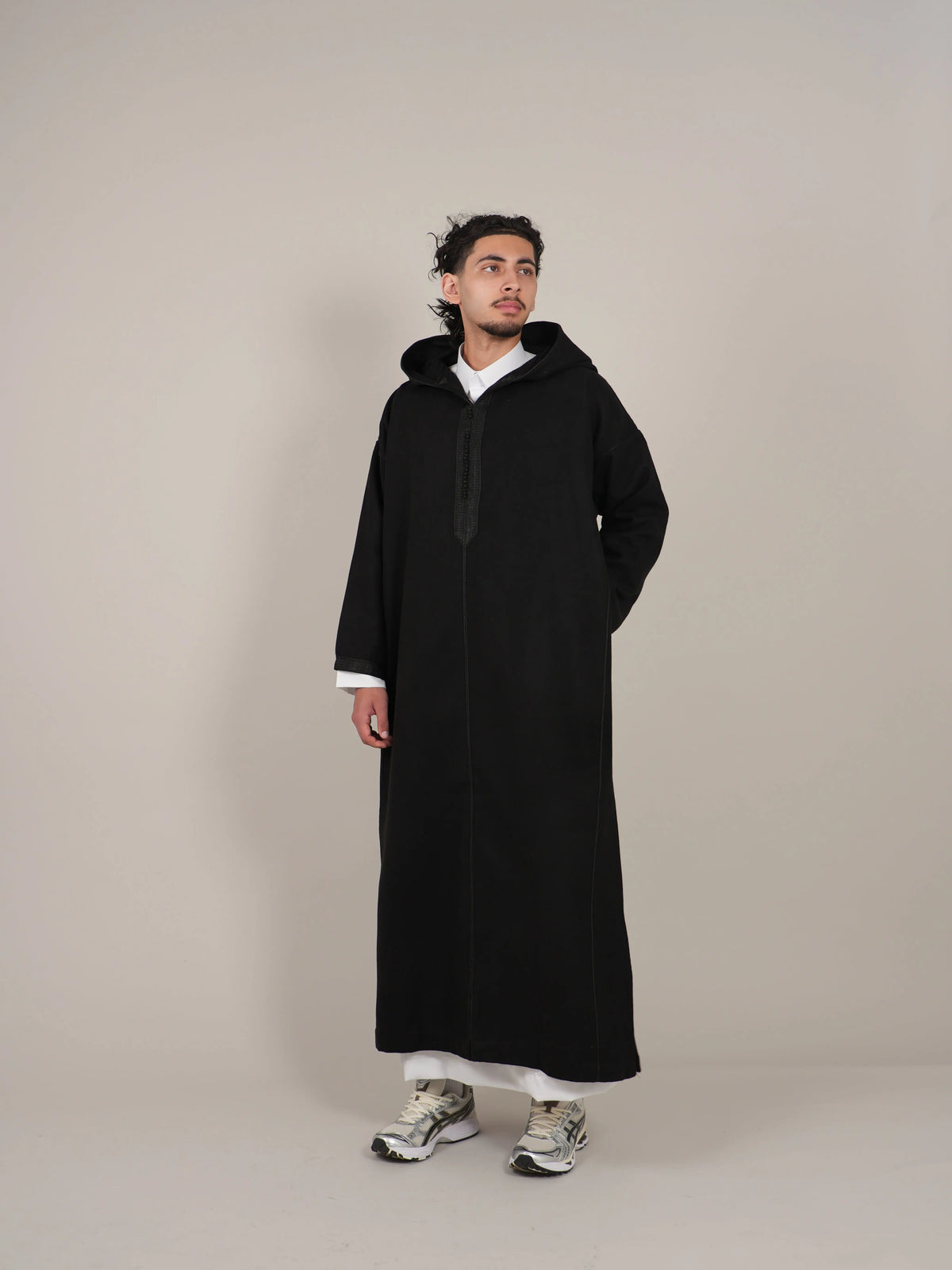 Black Moroccan Winter Djellaba Thobe - YAZIR