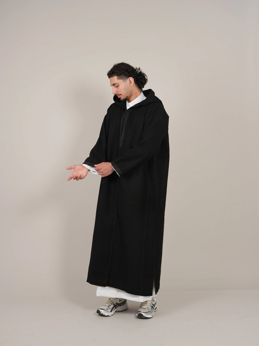Black Moroccan Winter Djellaba Thobe - YAZIR