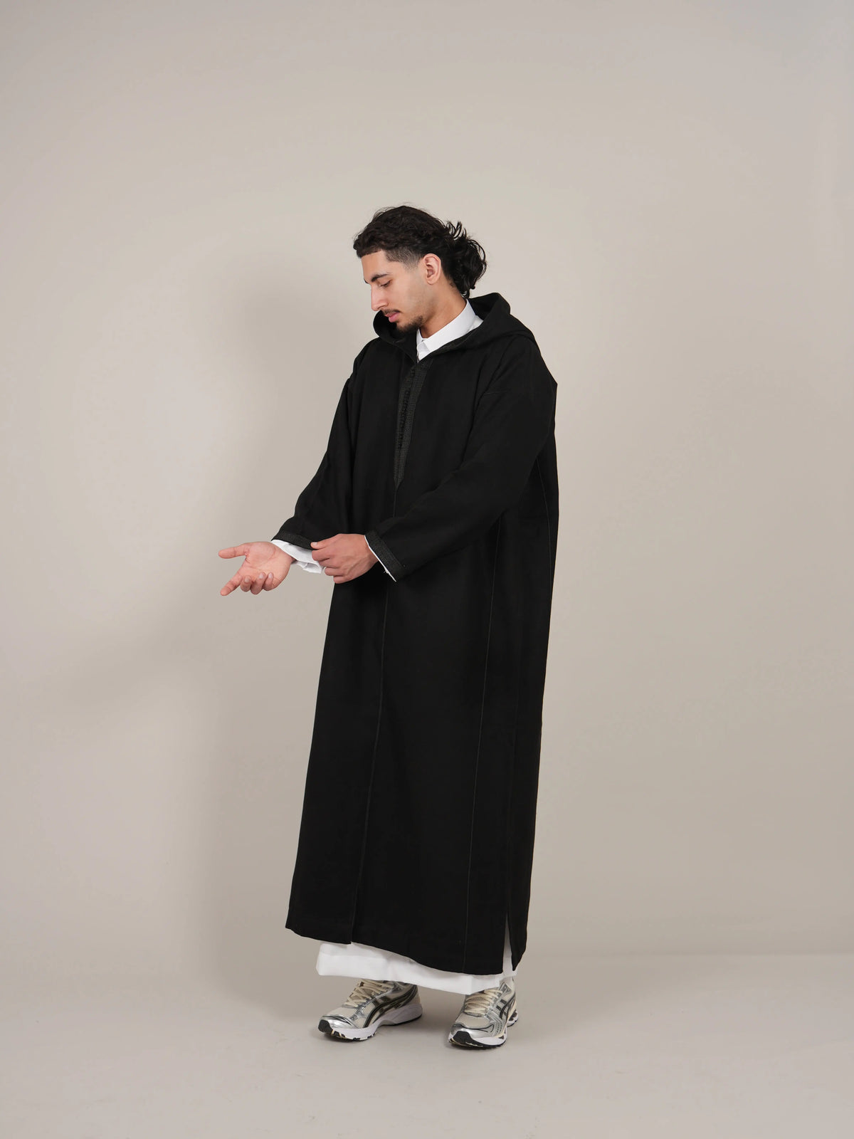 Black Moroccan Winter Djellaba Thobe - YAZIR