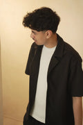 Relaxed Corduroy Top in Black front view – From #1 Shop YAZIR – YAZIRCO