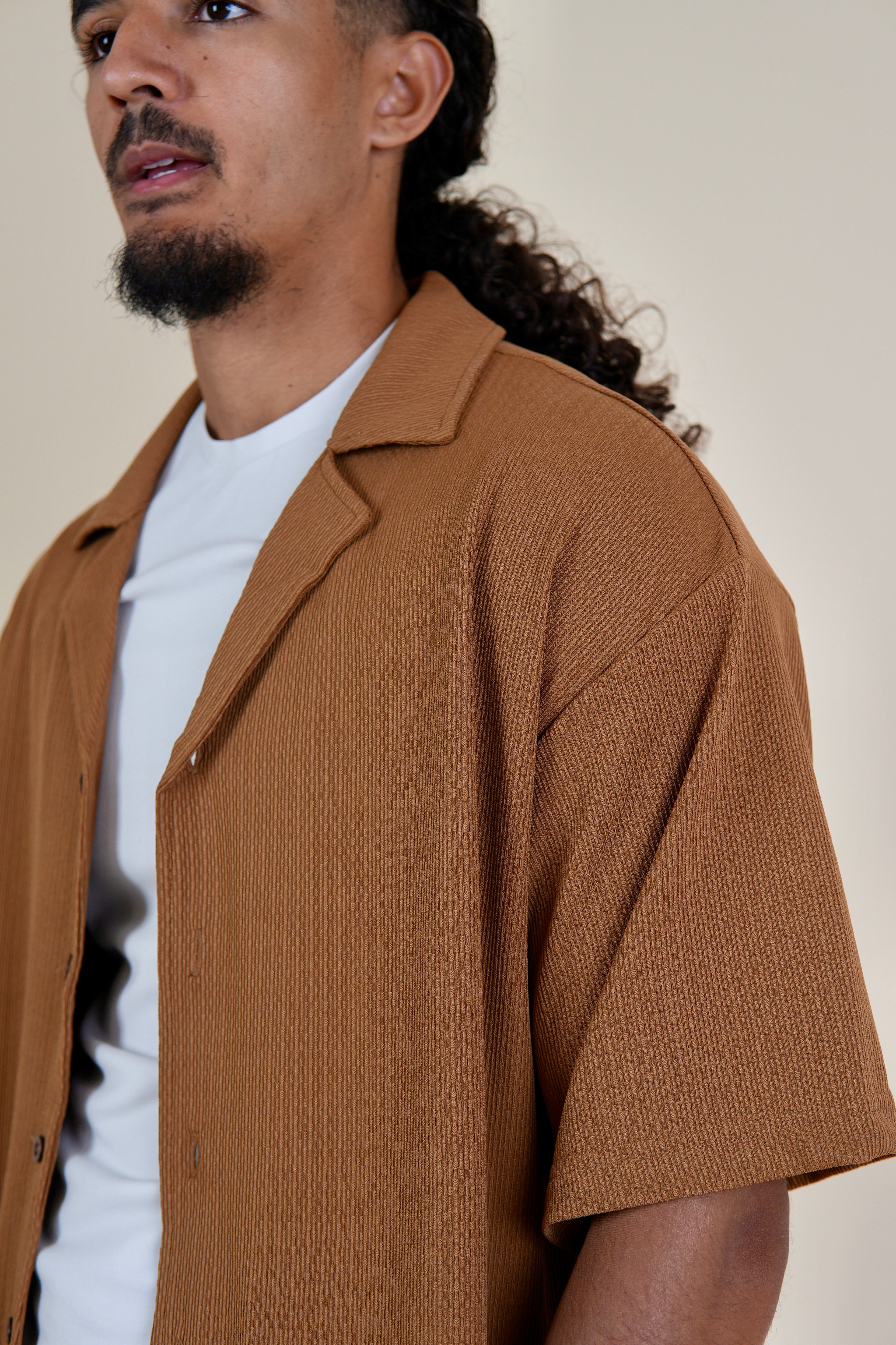 Men's Brown Rivieria Relaxed Open Shirt