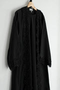 Alora Floral Abaya 4 Piece Set – Black Abaya with Hijab, Slip Dress & Rope front view – From #1 Shop YAZIR – YAZIRCO