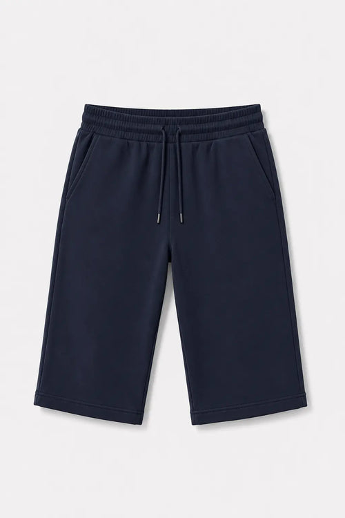 Essential Knee-Length Shorts Navy front view – From #1 Shop YAZIR – YAZIRCO