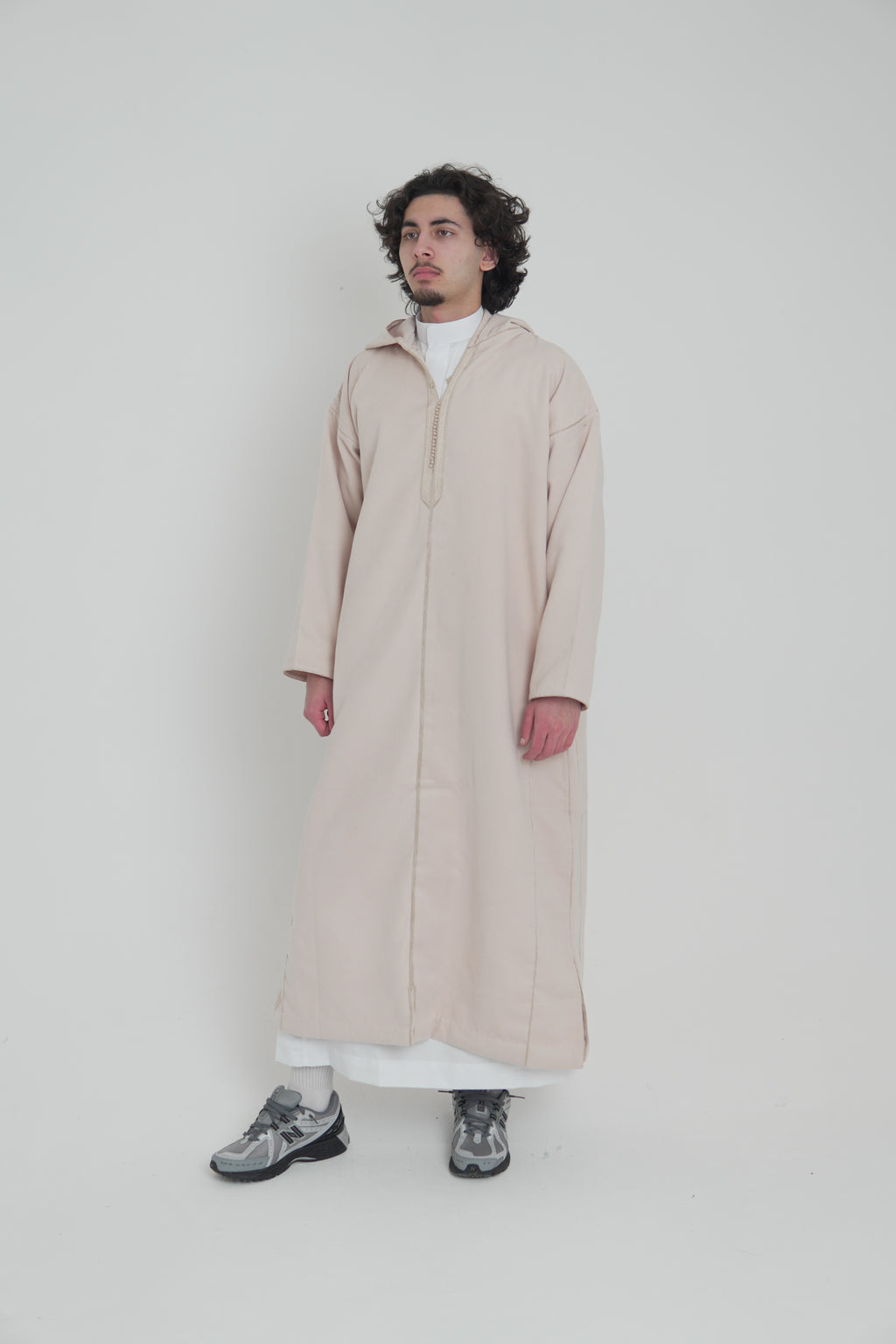Men’s Cream Moroccan Djellaba – Traditional Hooded Thobe