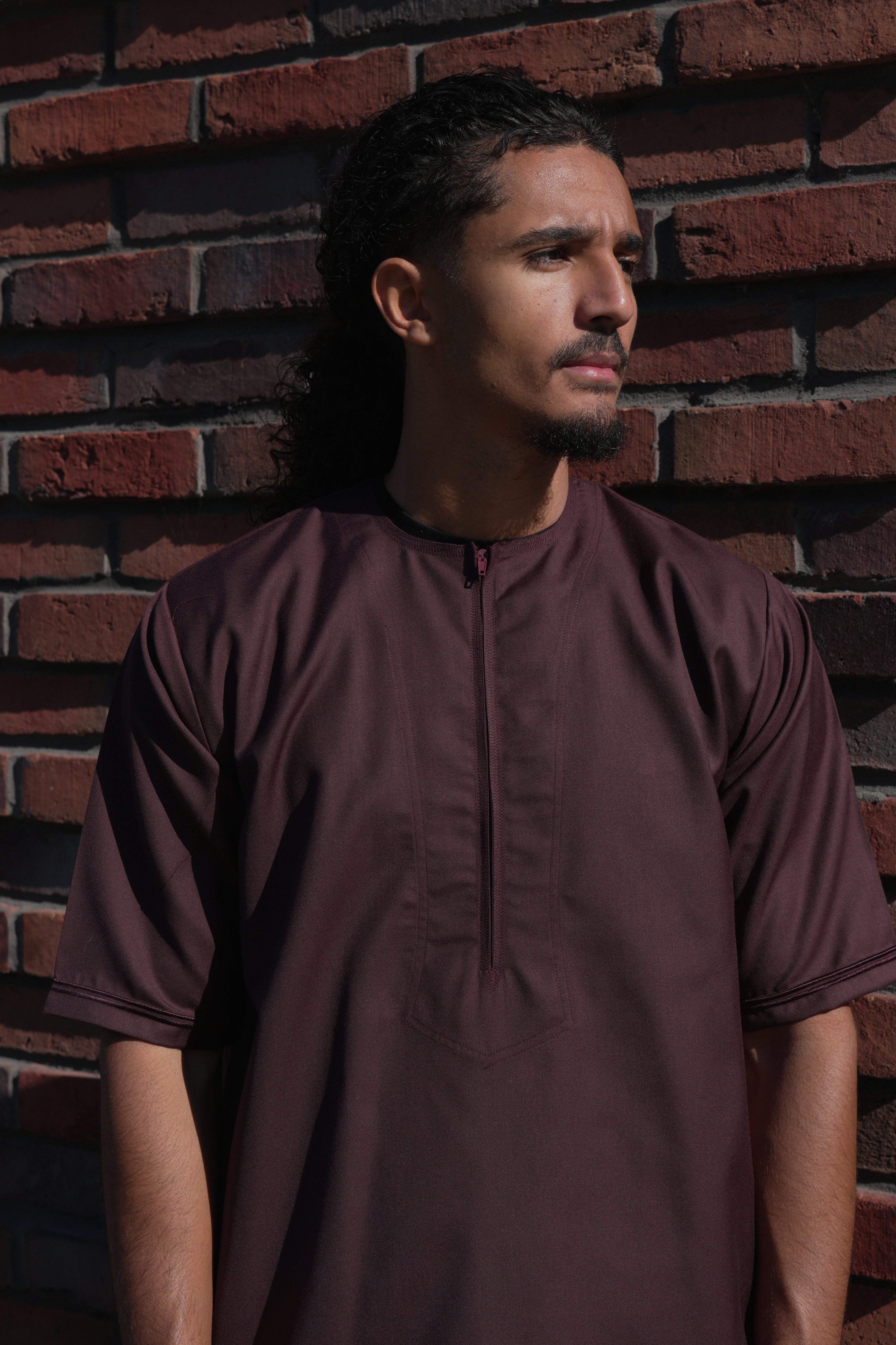 Premium Maroon Emirati Half Sleeve Thobe