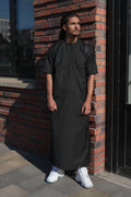 Premium Black Emirati Half Sleeve Thobe front view – From #1 Shop YAZIR – YAZIRCO