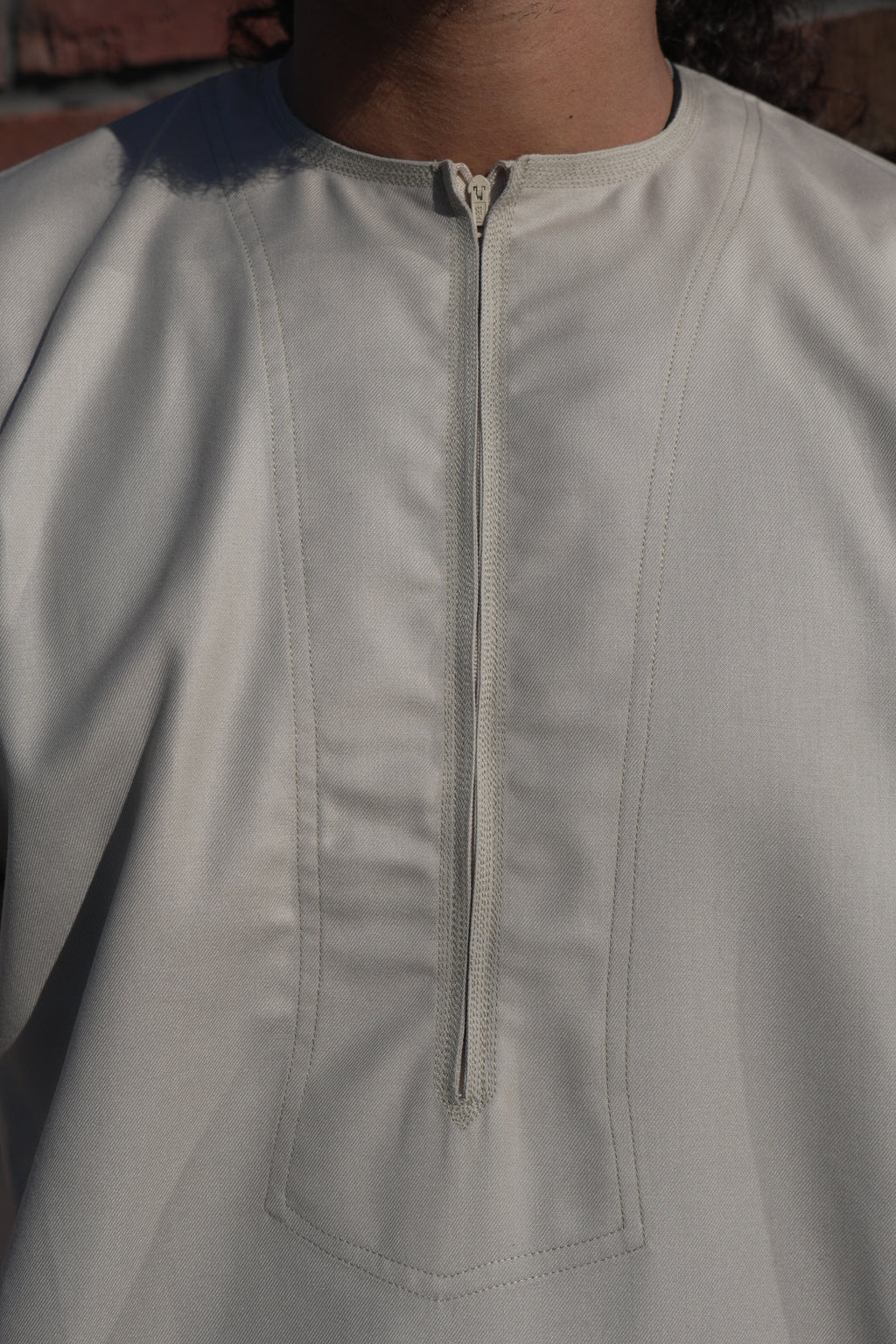 Premium Light Grey Emirati Half Sleeve Thobe