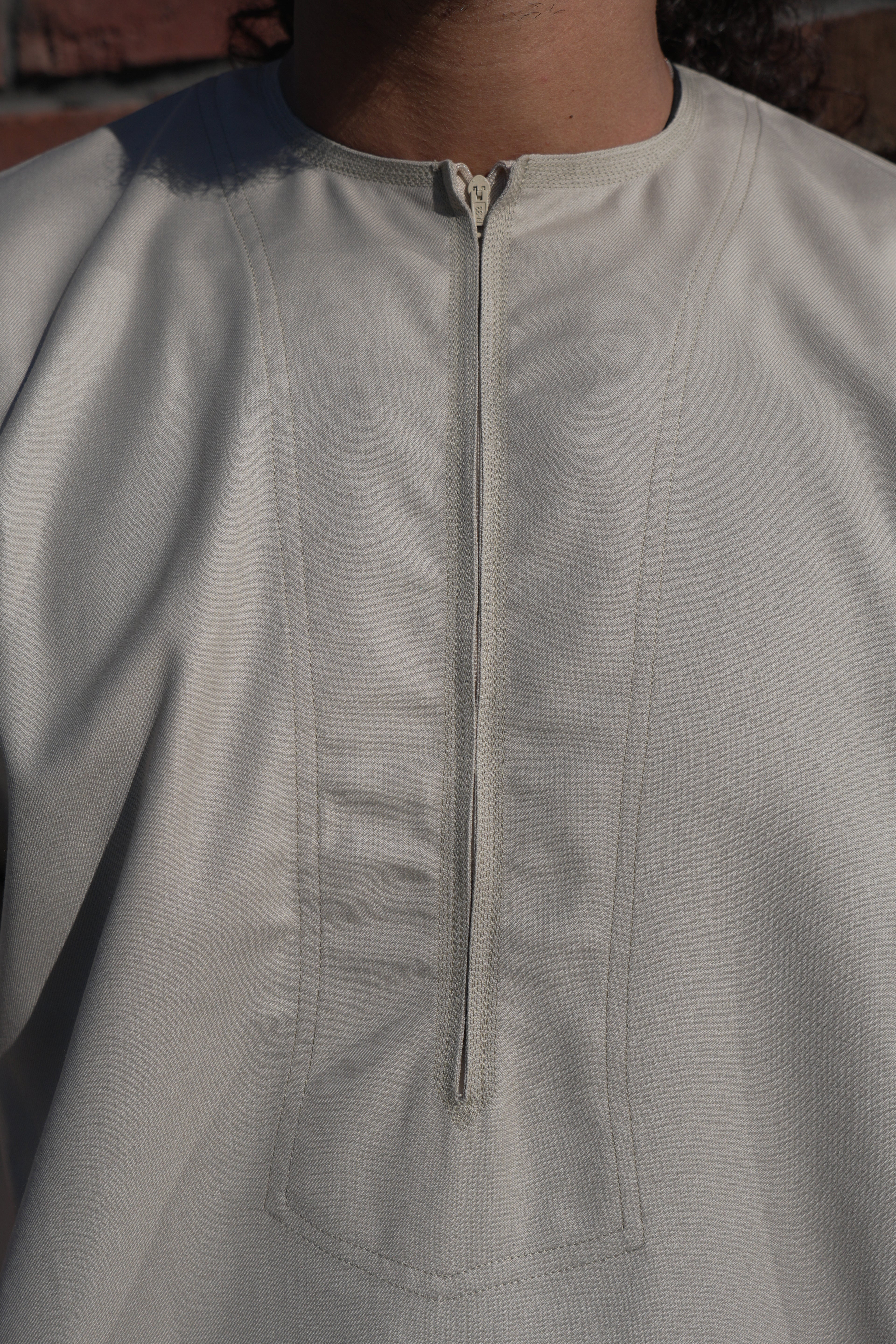 Premium Light Grey Emirati Half Sleeve Thobe