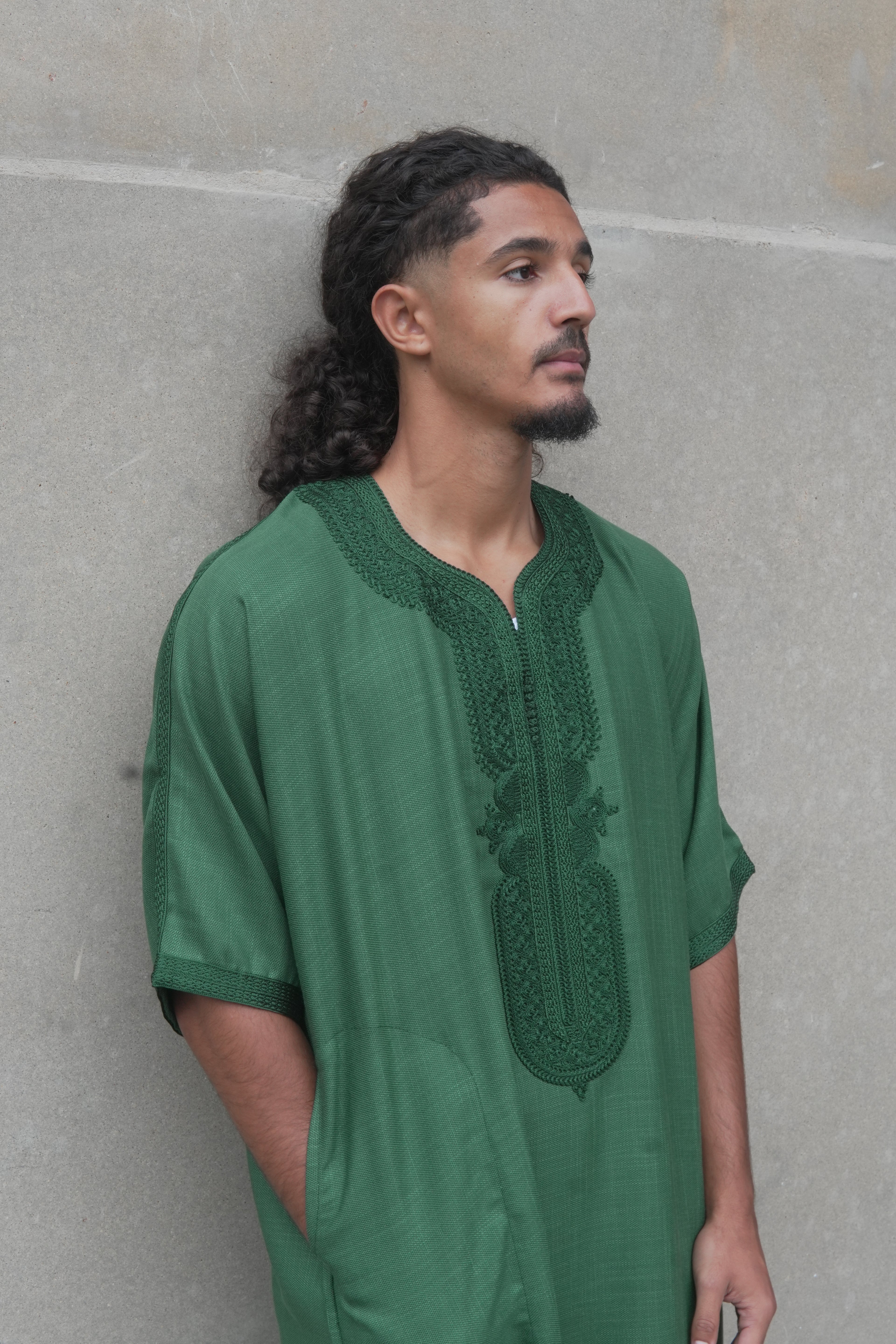 Men's Linen Moroccan Green Gandoura
