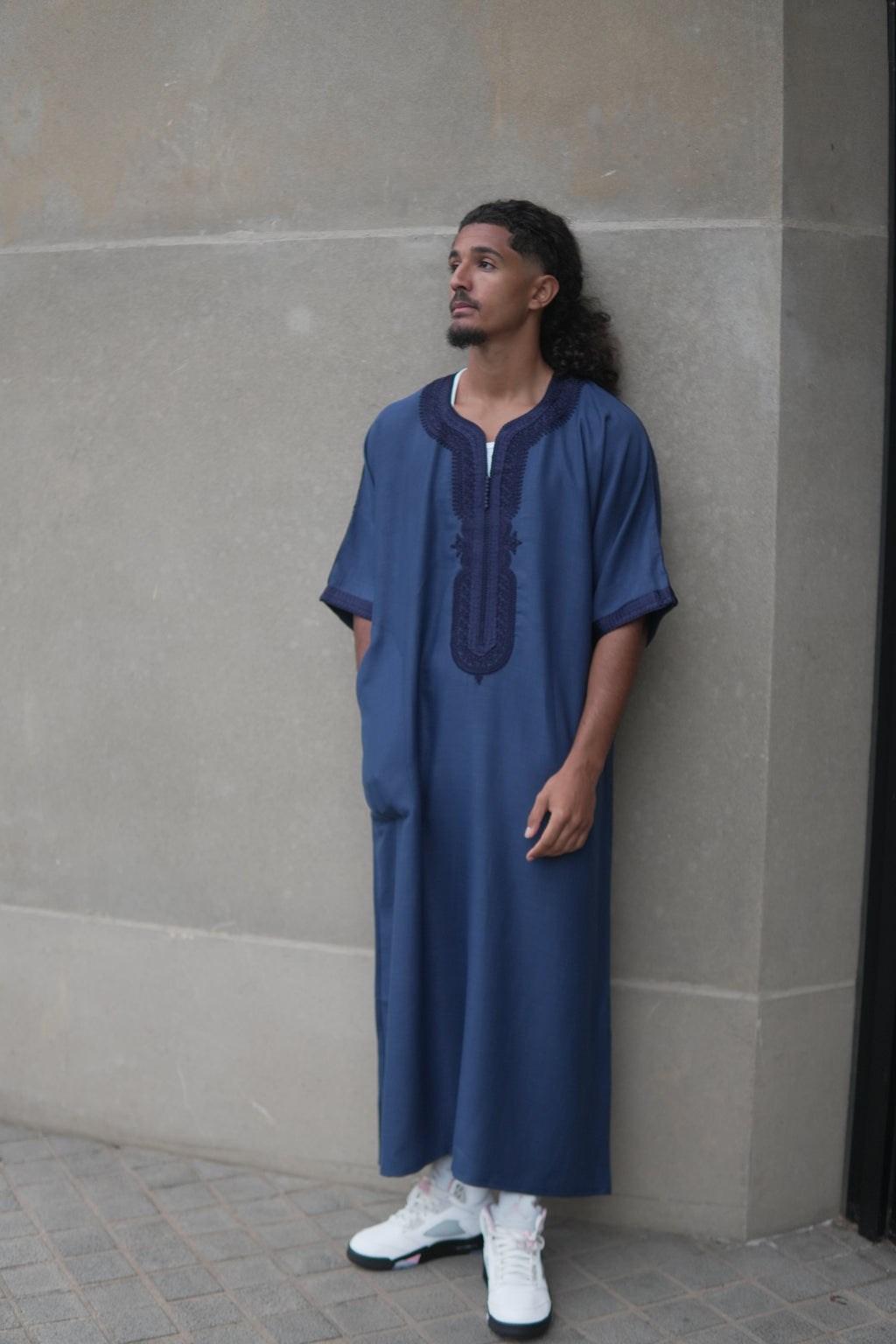 Men's Linen Moroccan Navy Gandoura