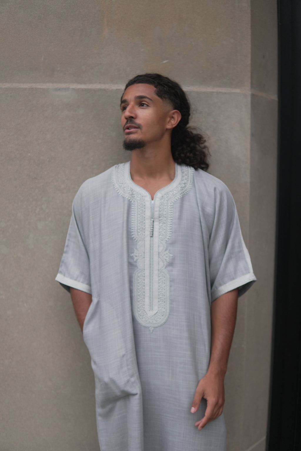 Men's Linen Moroccan Grey Gandoura