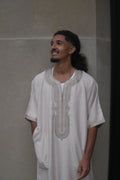 Men's Linen Moroccan Beige Gandoura front view – From #1 Shop YAZIR – YAZIRCO