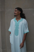 Men's Linen Moroccan Teal Gandoura front view – From #1 Shop YAZIR – YAZIRCO