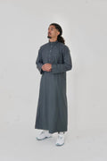 Classic Dark Grey Saudi Thobe front view – From #1 Shop YAZIR – YAZIRCO