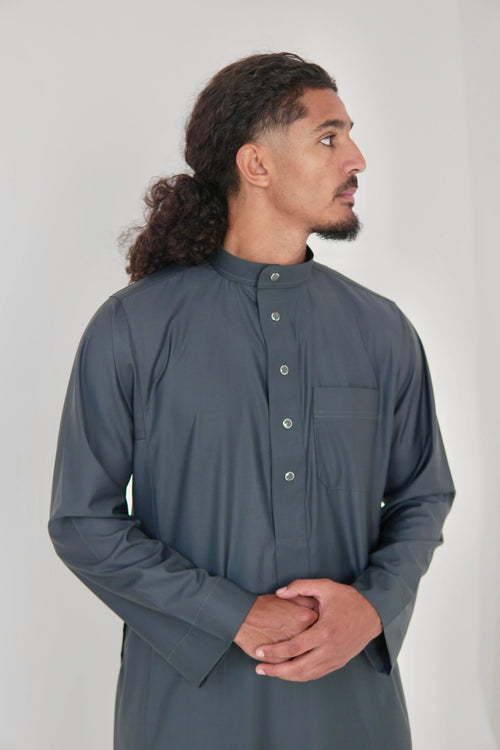 Classic Dark Grey Saudi Thobe product detail – From #1 Shop YAZIR – YAZIRCO