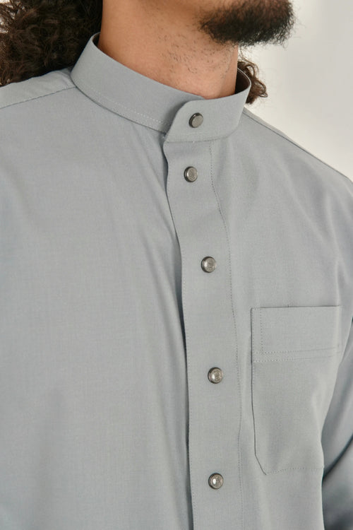 Classic Light Grey Saudi Thobe product detail – From #1 Shop YAZIR – YAZIRCO