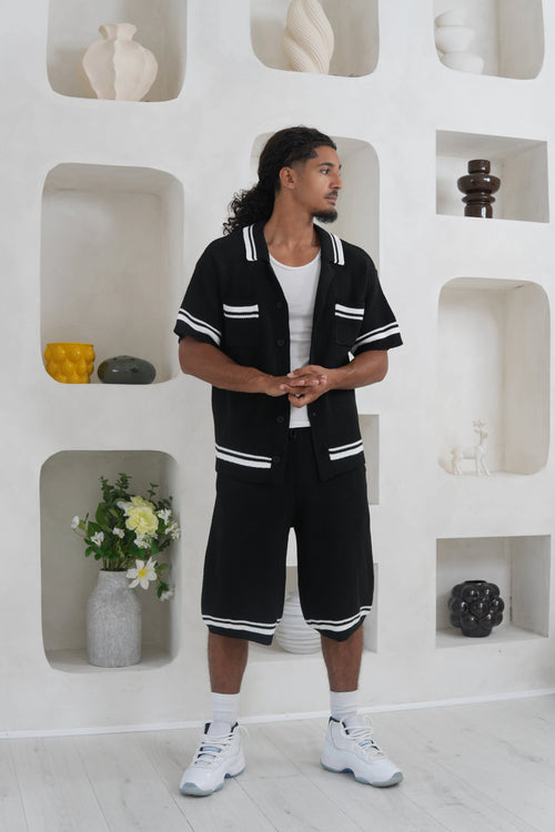 Men’s Black Crochet Knit Awrah Shorts product detail – From #1 Shop YAZIR – YAZIRCO