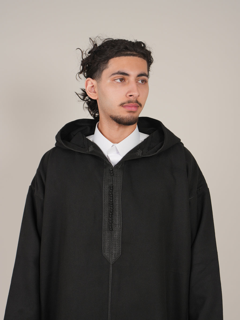 Men’s Black Moroccan Djellaba – Traditional Hooded Thobe