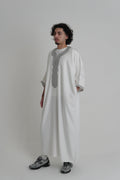 White & Grey Gandoura front view – From #1 Shop YAZIR – YAZIRCO