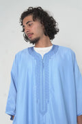 Men's Moroccan Blue Gandoura front view – From #1 Shop YAZIR – YAZIRCO