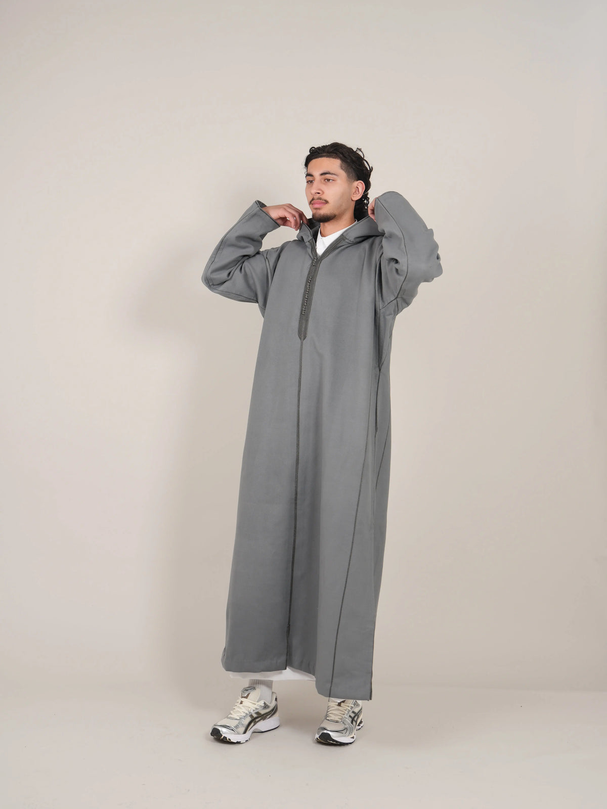 Grey Moroccan Djellaba Thobe - Luxury Jubbah Made in Morocco