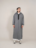 Grey & Black Moroccan Djellaba Thobe - Luxury Jubbah Made in Morocco - YAZIR