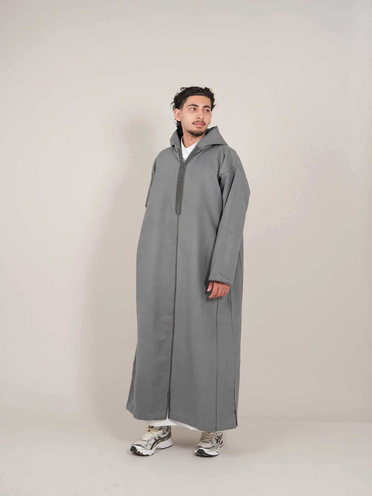 Grey Moroccan Djellaba Thobe - Luxury Jubbah Made in Morocco