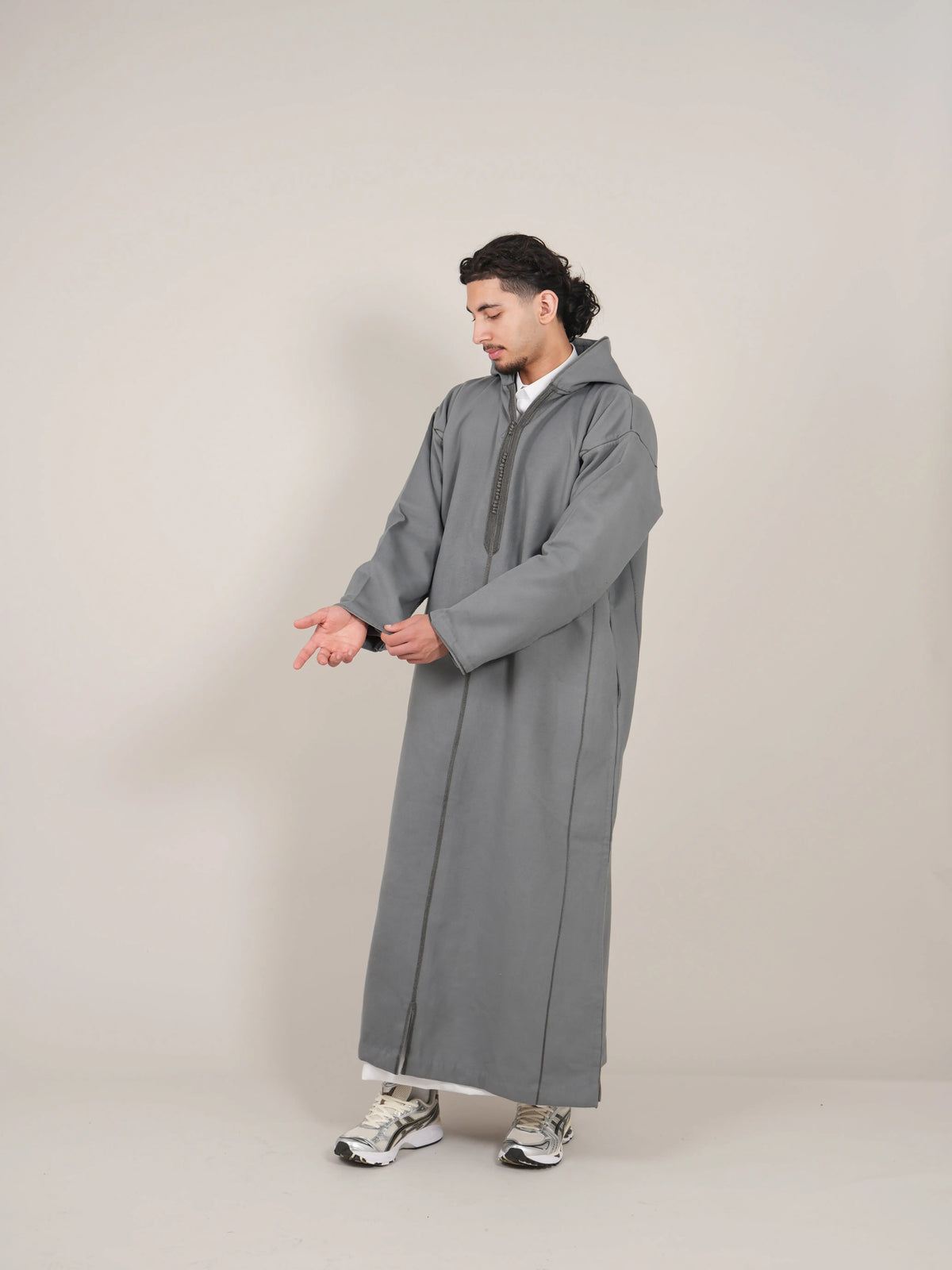 Grey Moroccan Djellaba Thobe - Luxury Jubbah Made in Morocco
