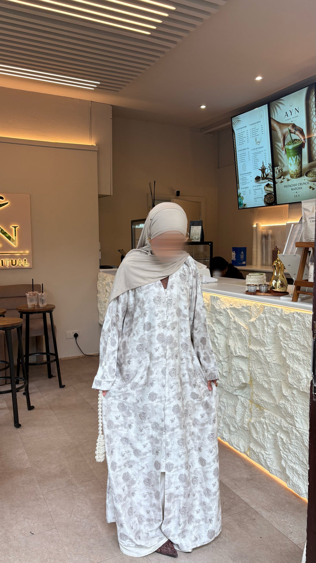 Ivana White Mukka Petal Abaya