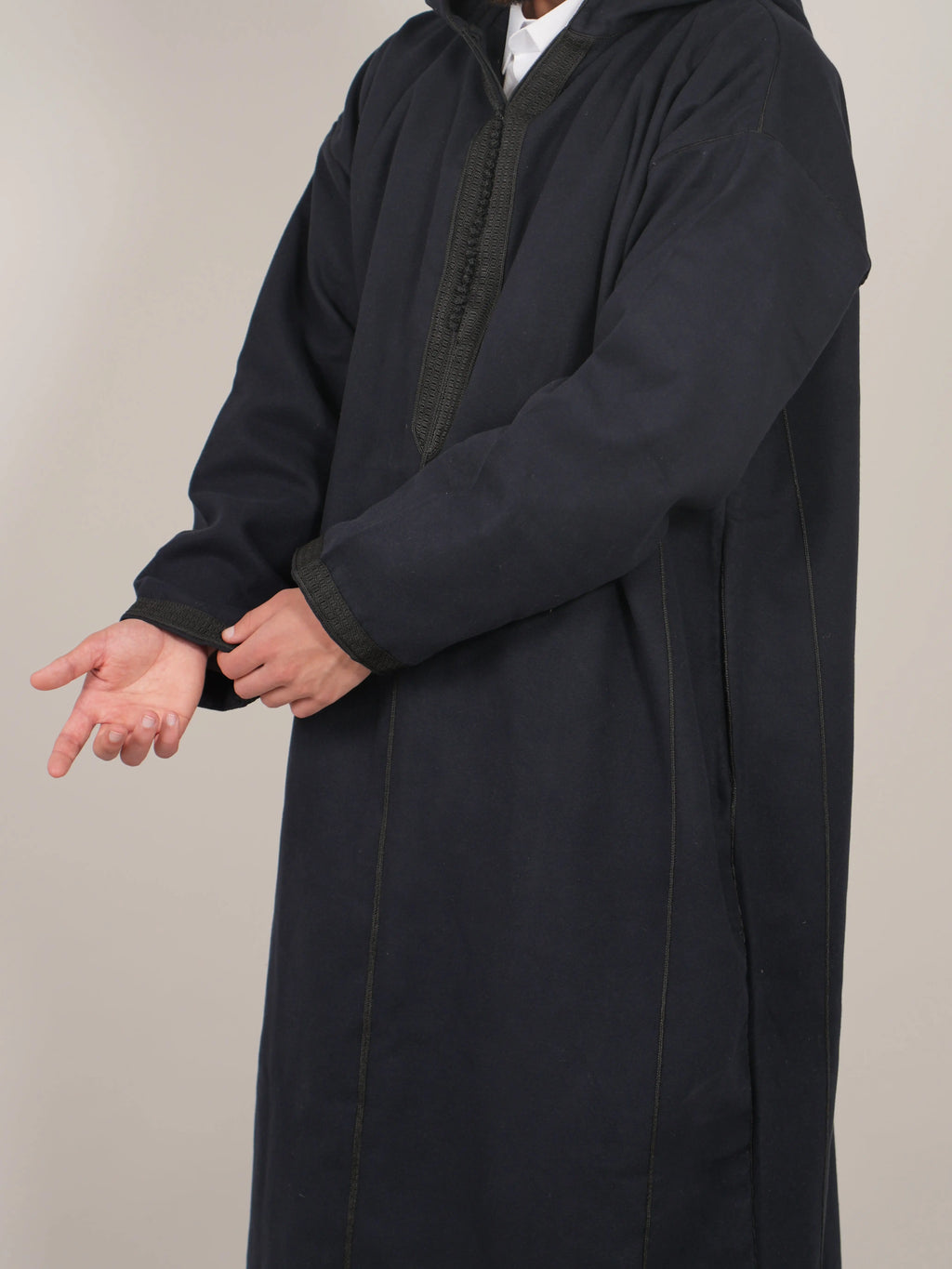 Navy Blue Moroccan Djellaba Thobe - Luxury Jubbah Made in Morocco - YAZIR Winter