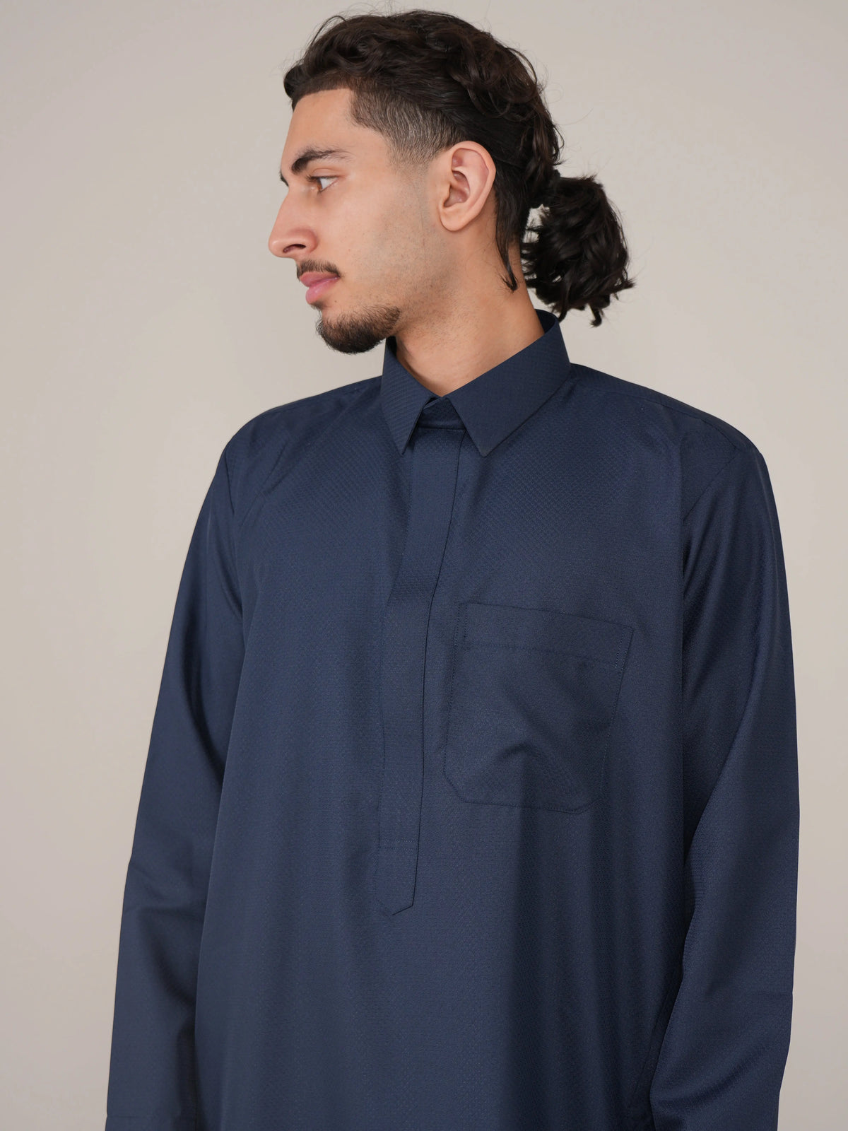 Premium Navy Diamond Saudi Thobe product detail – From #1 Shop YAZIR – YAZIRCO