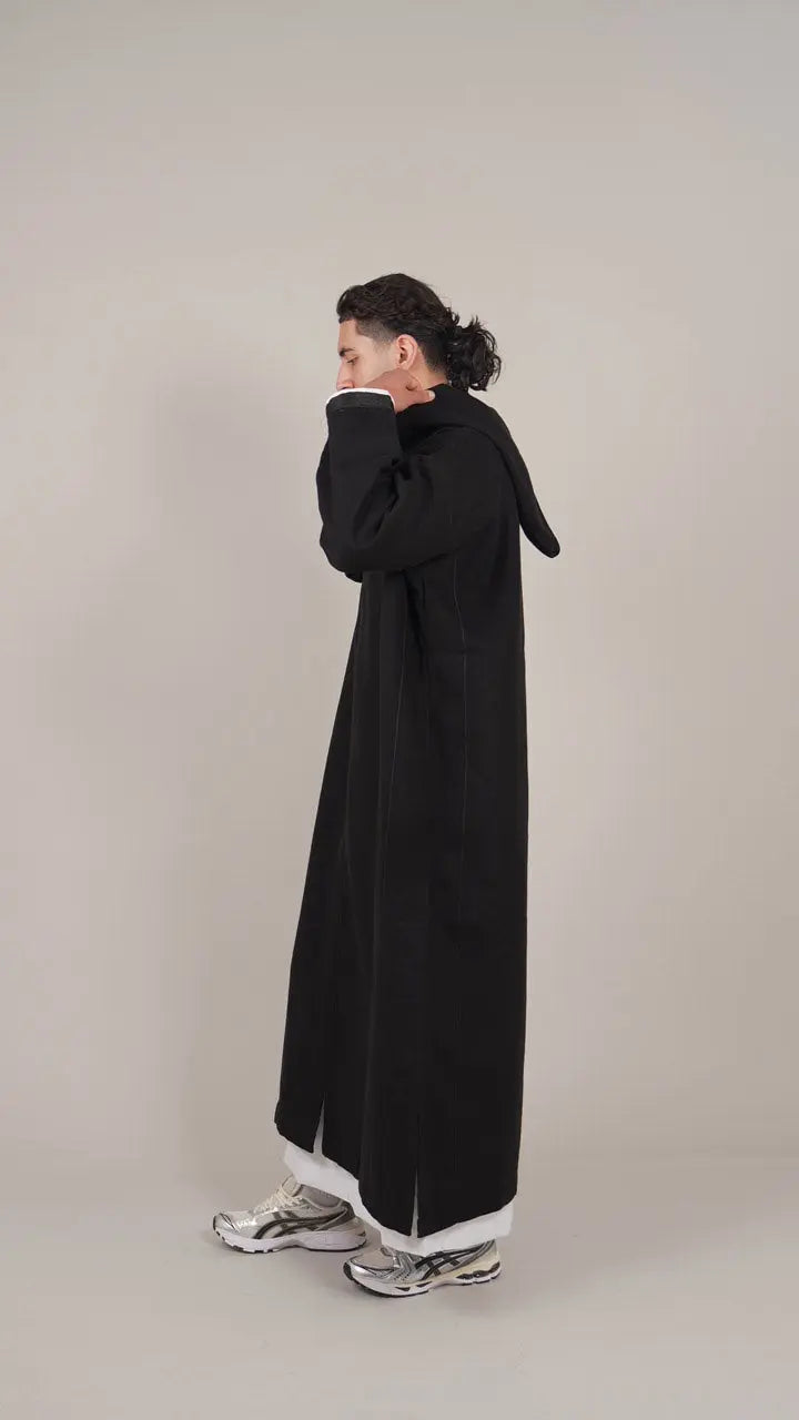 Black Moroccan Winter Djellaba Thobe - YAZIR
