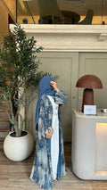 The Blue Layali Abaya front view – From #1 Shop YAZIR – YAZIRCO